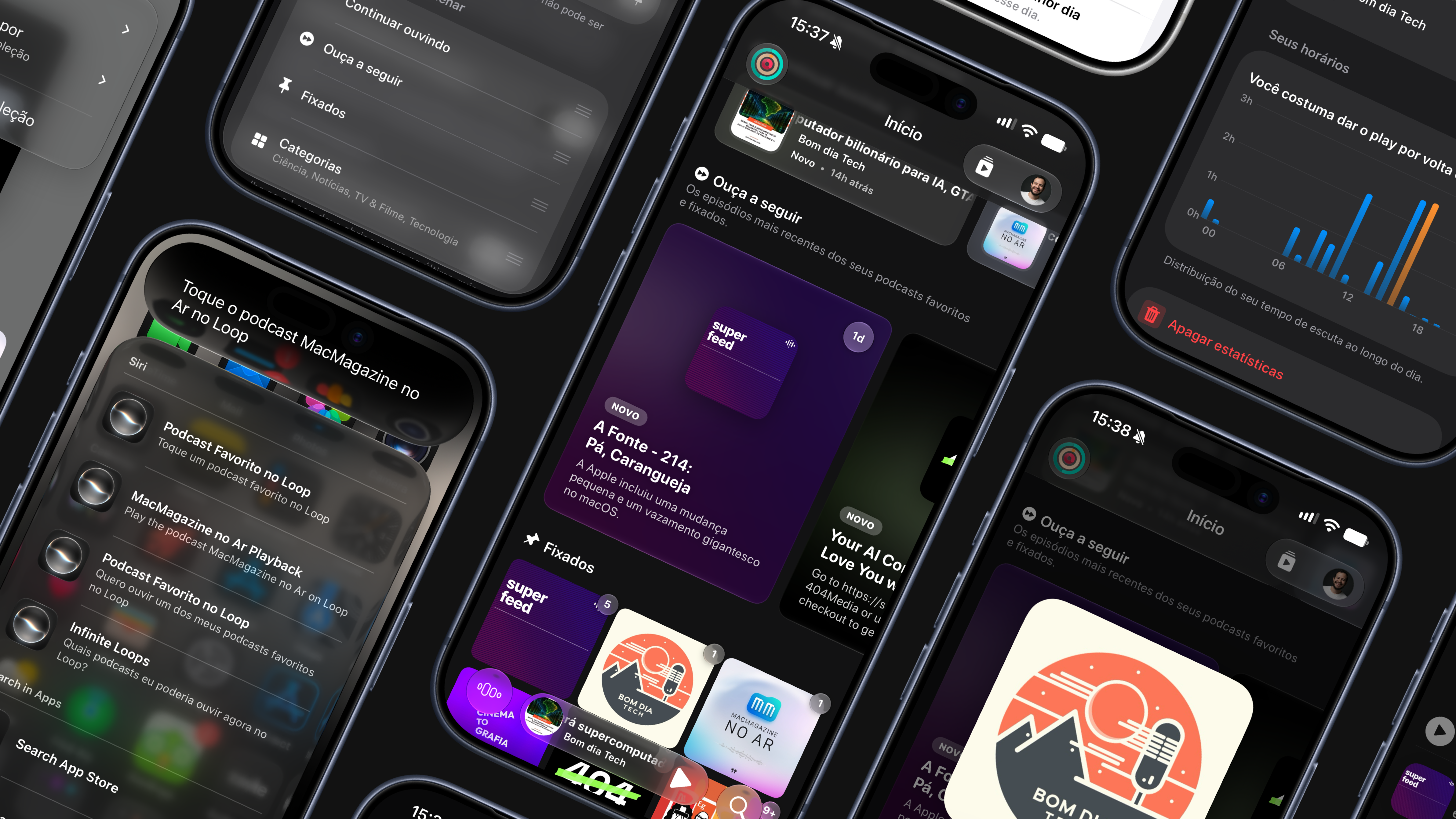 Telas do Loop 3.1 com Siri, personalização e métricas de escuta